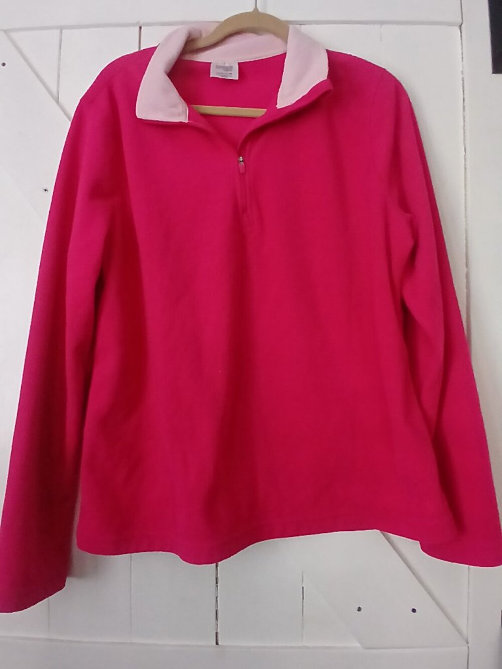 Two Toned Pink Danskin Fleece Quarter Zip-XL